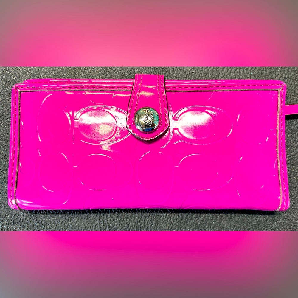 Pink patent leather wallet